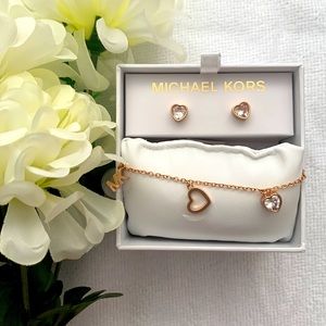 Michael Kors Rose Gold Bracelet with Earrings.